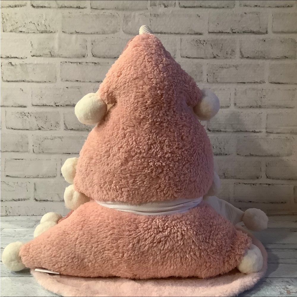 C & C California Set of 3 Pink Christmas Tree Pillows With Pom Poms